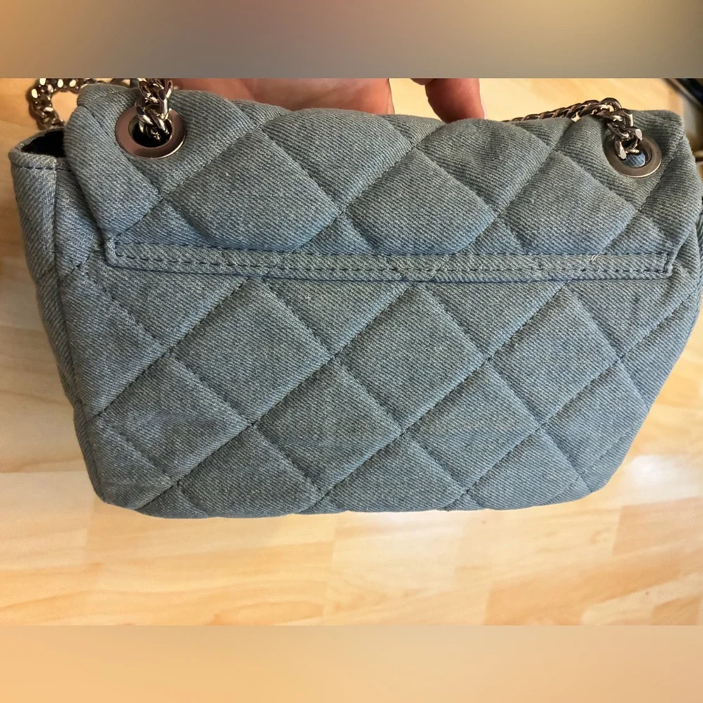 Kurt Geiger Quilted Blue Chain-Handle Shoulder Bag